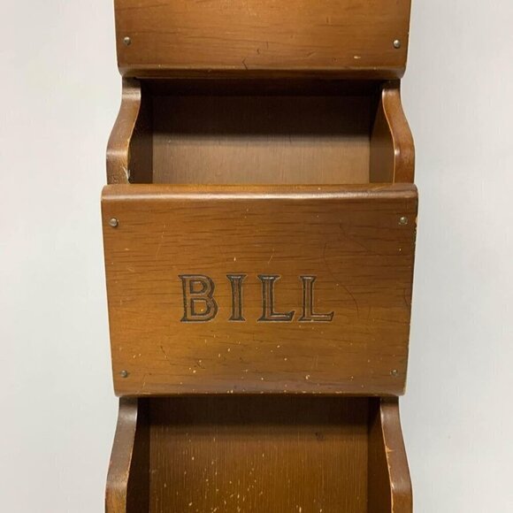 Vintage Hellerware Letter Bill Misc Mail Sorter Wooden Wood - Picture 4 of 9